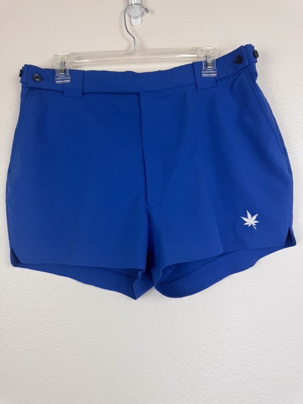 Vintage 80s Boast Boasters Flat Front Preppy Chino Tennis Shorts Retro Blue 36